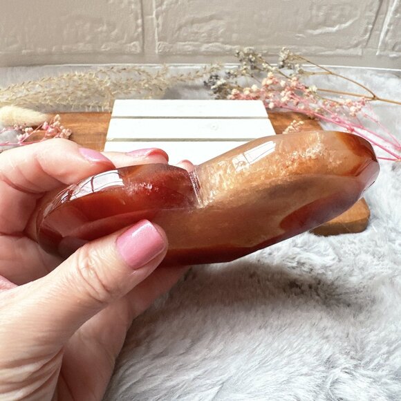 Gorgeous Carnelian Druzy Heart Carving - Picture 6 of 7